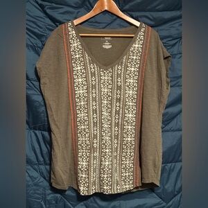 Sonoma Women’s Olive Embroidered V-Neck Blouse